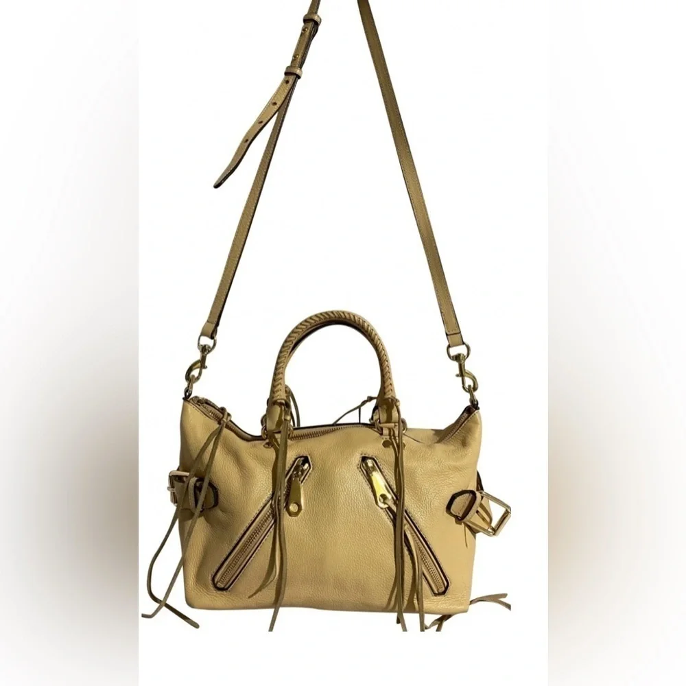 Rebecca minkoff beige leather satchel handbag